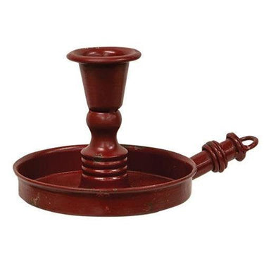 Red Distressed Taper Holder w Handle - The Fox Decor